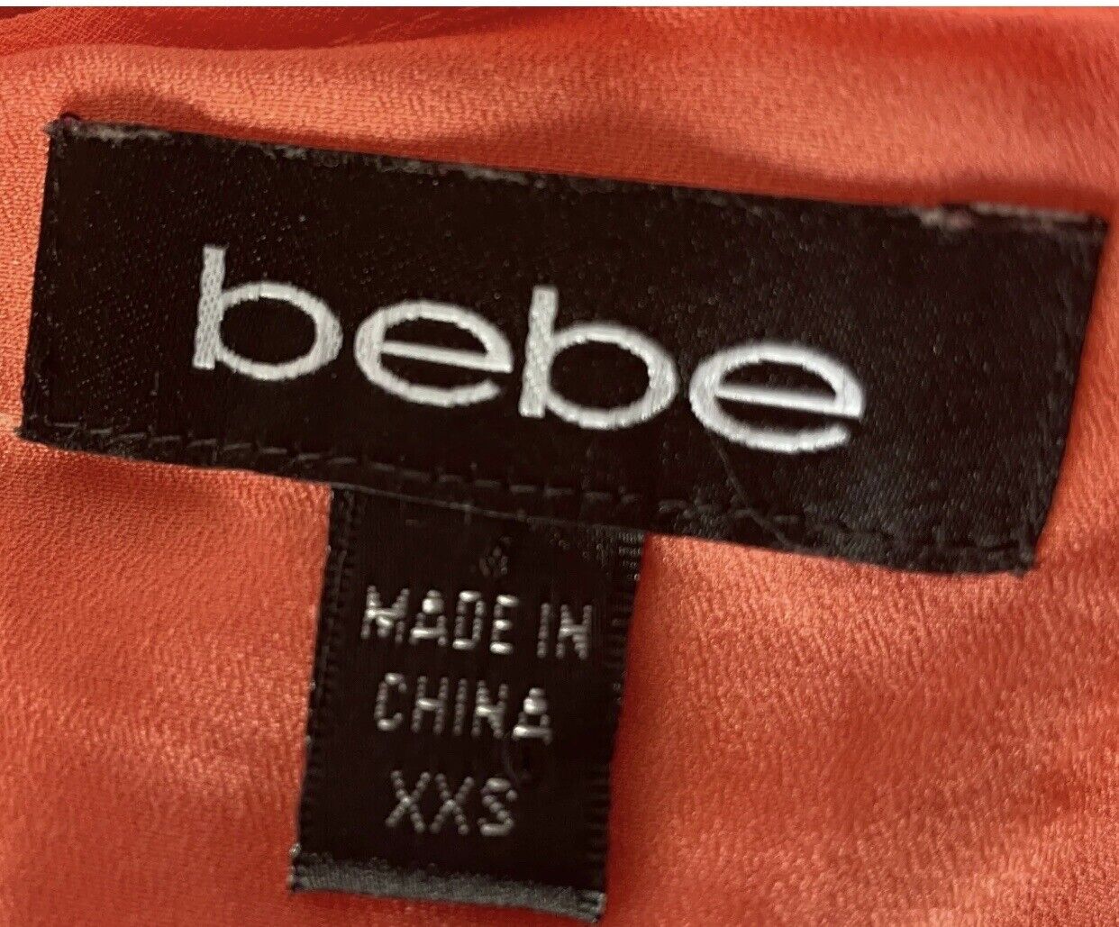 BEBE Top Orange & Coral Red Trim Spaghetti Strap Pleated Camisole Size XXS 8 NEW