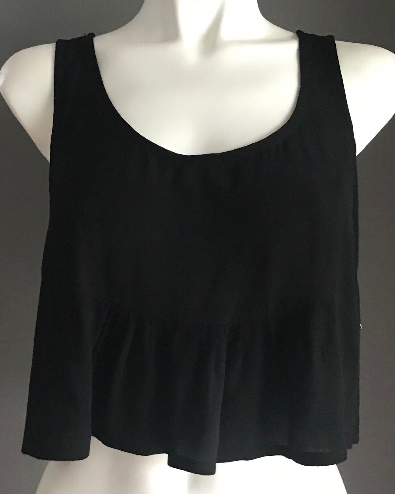 RUMOURS BOUTIQUE Crop Top Black Sleeveless Ruffle Hem Singlet Ladies Size 8 NEW
