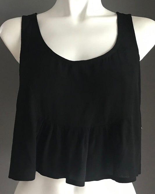 RUMOURS BOUTIQUE Crop Top Black Sleeveless Ruffle Hem Singlet Ladies Size 8 NEW