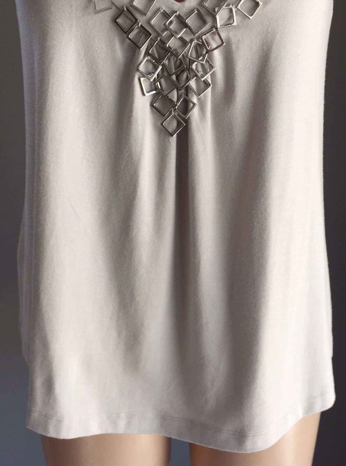 SABA "Evie" Silver Dove Grey Sleeveless Tank Top Ladies Size 8 10 NEW