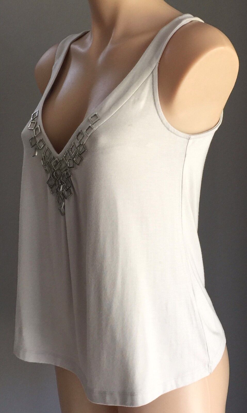 SABA "Evie" Silver Dove Grey Sleeveless Tank Top Ladies Size 8 10 NEW