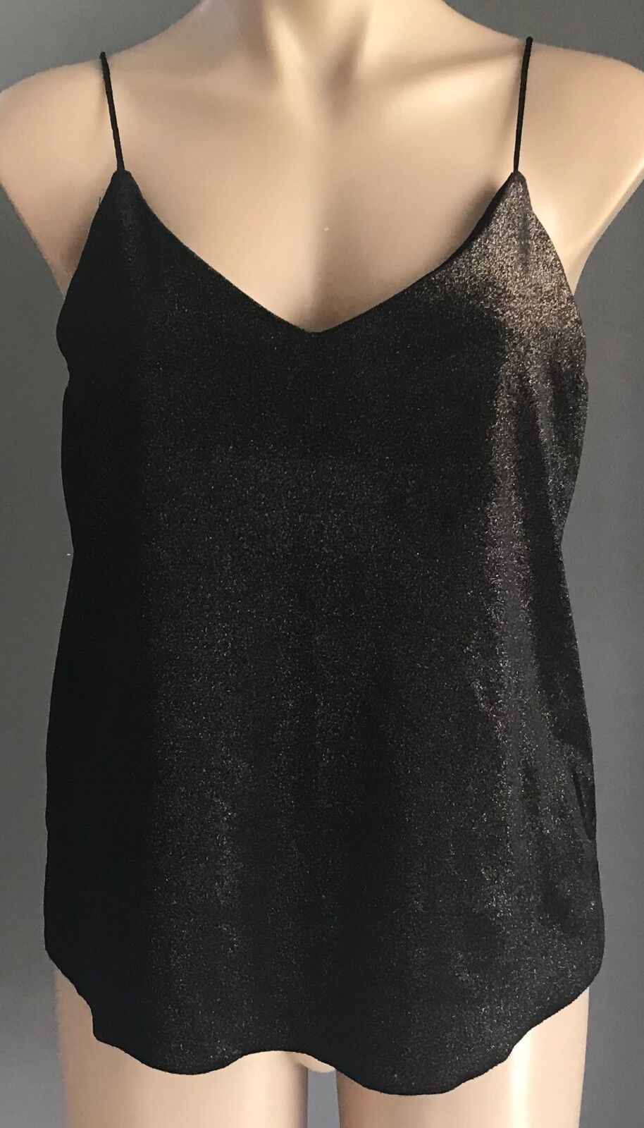 Y.A.S Yaslalla Top Black & Copper Lurex Velour Strap Camisole Size 8 10 NEW YAS