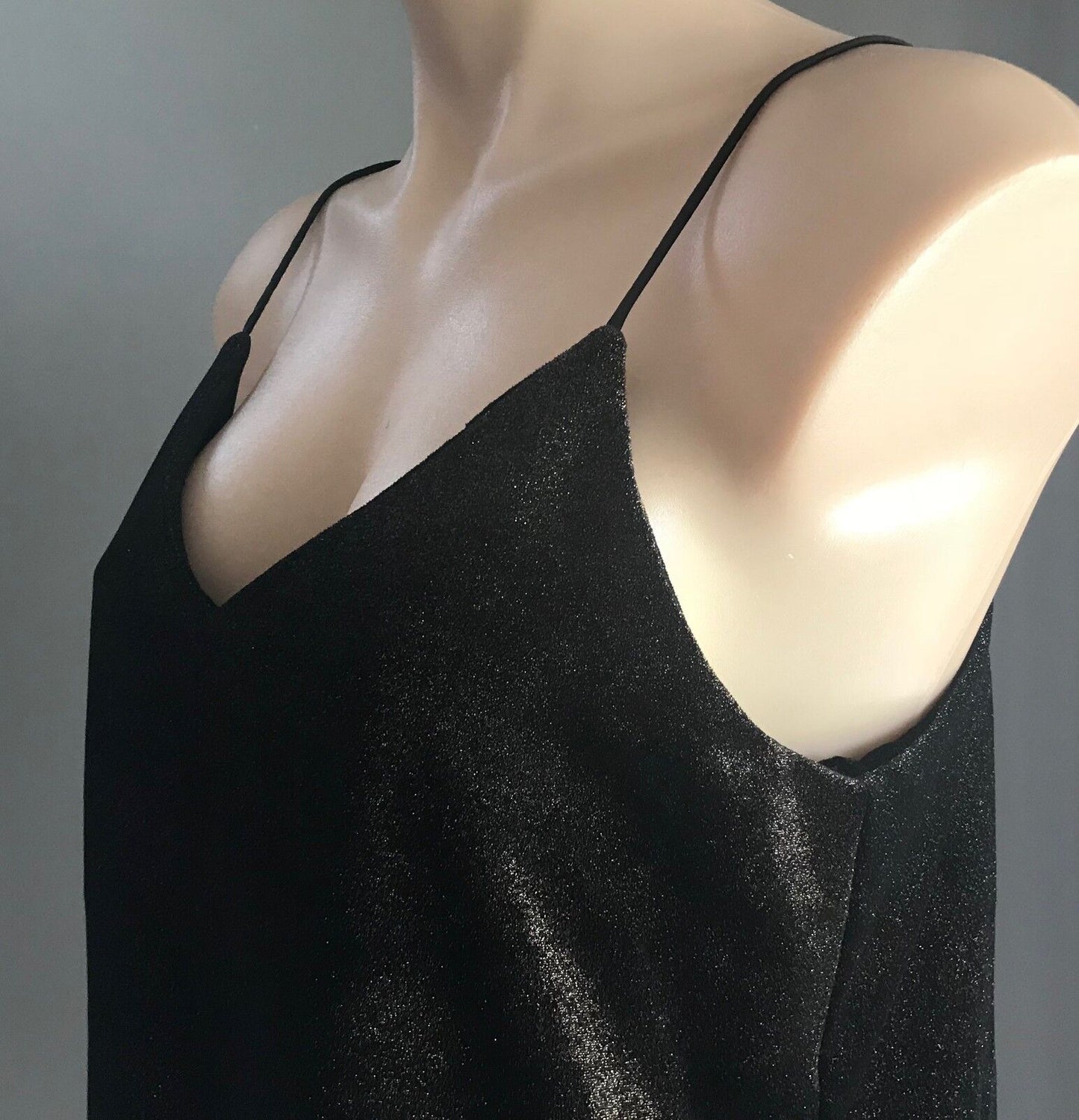 Y.A.S Yaslalla Top Black & Copper Lurex Velour Strap Camisole Size 8 10 NEW YAS