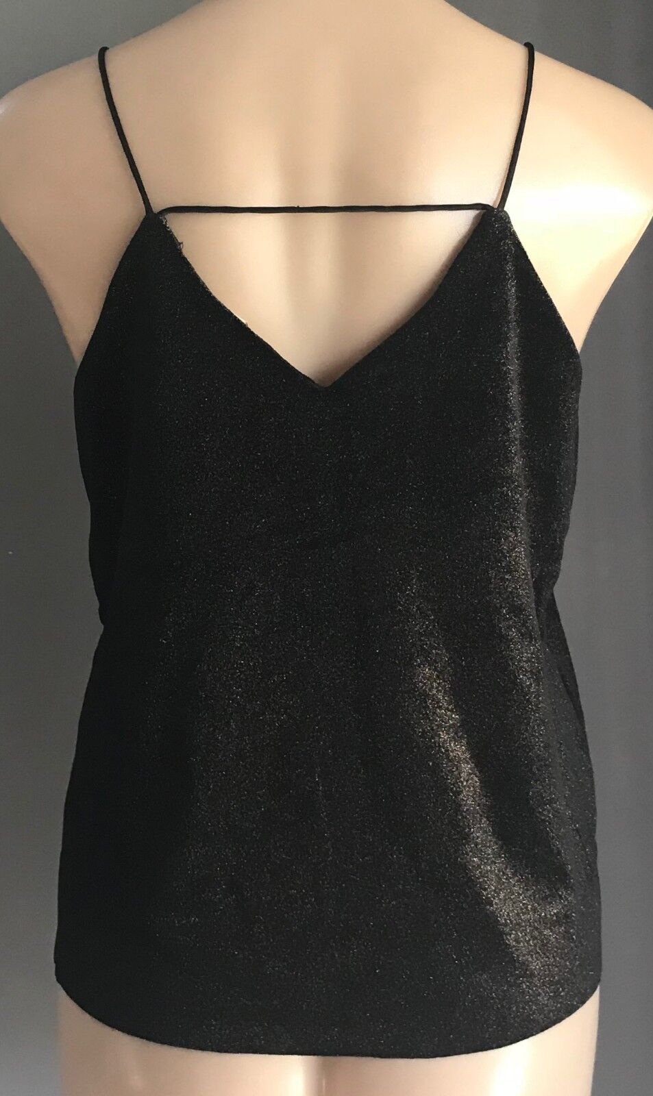 Y.A.S Yaslalla Top Black & Copper Lurex Velour Strap Camisole Size 8 10 NEW YAS
