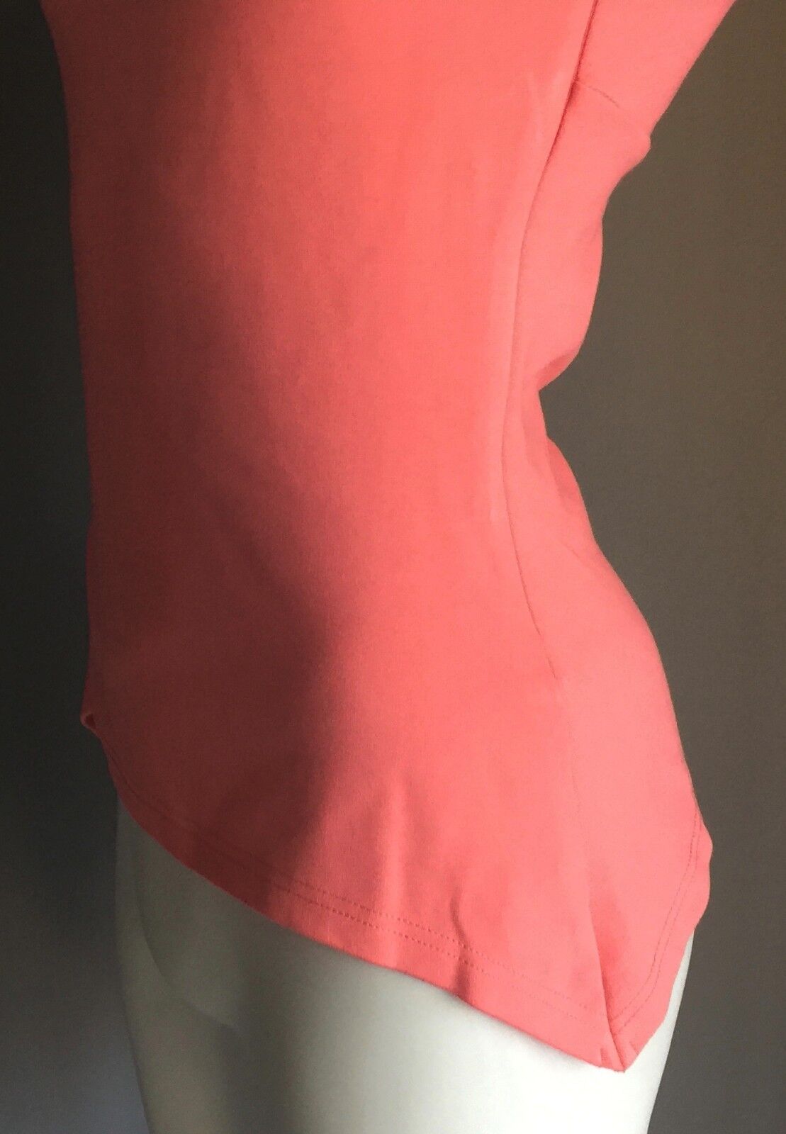 OXFORD WOMAN Top Lite Orange Coral Sleeveless Stretch Pointed Hem Sz 6 AU 8 - 10