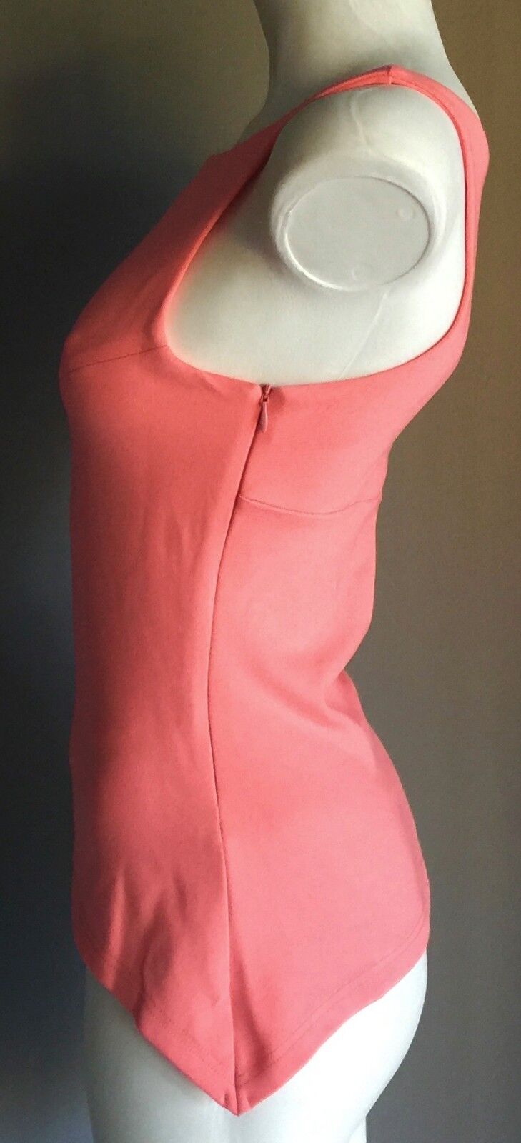 OXFORD WOMAN Top Lite Orange Coral Sleeveless Stretch Pointed Hem Sz 6 AU 8 - 10