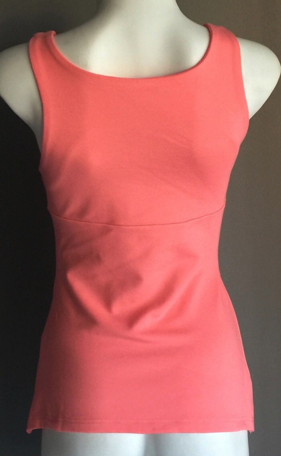OXFORD WOMAN Top Lite Orange Coral Sleeveless Stretch Pointed Hem Sz 6 AU 8 - 10
