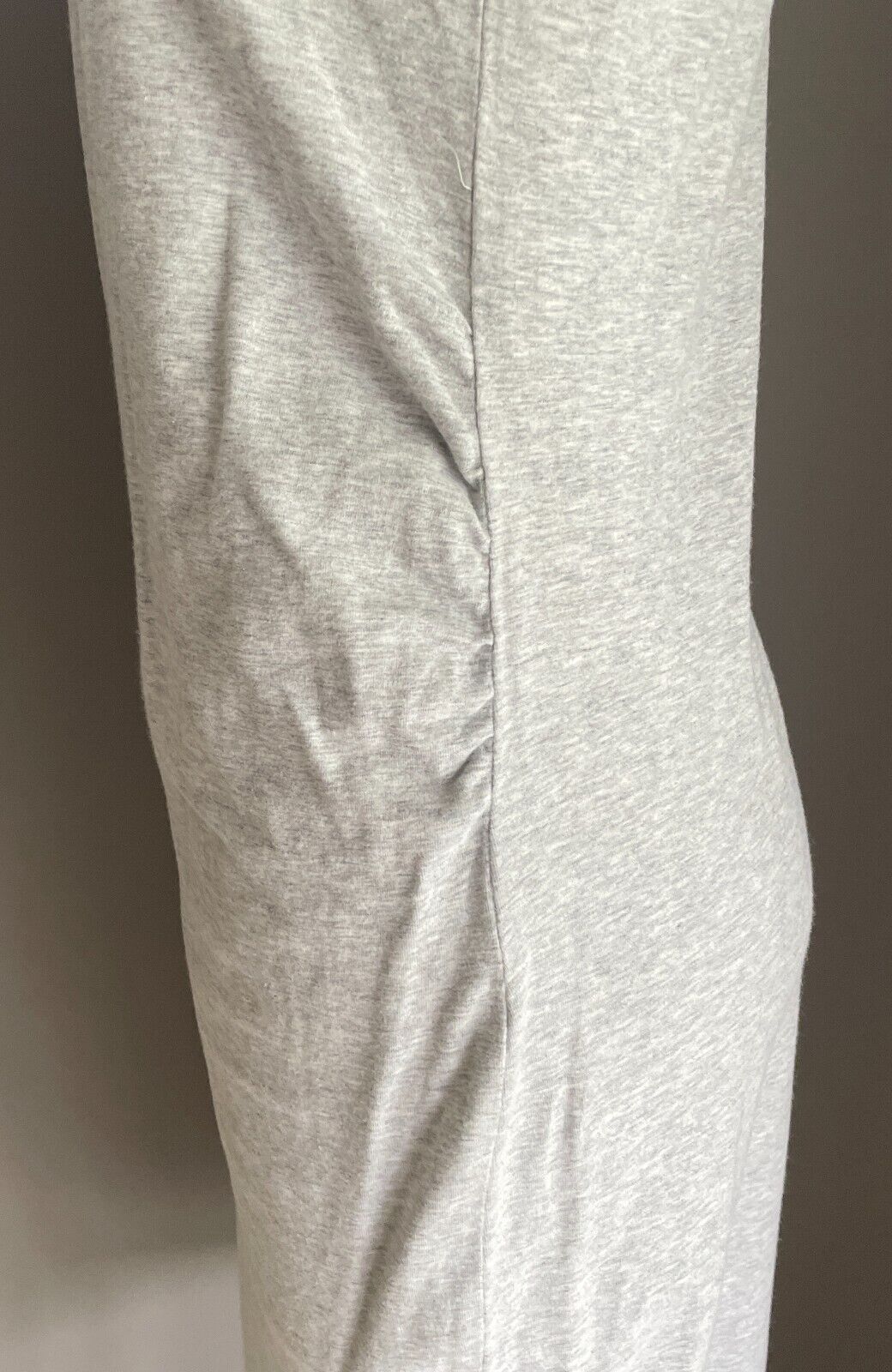 TARGET MATERNITY Dress Grey Marl Short Sleeve Side Ruched Stretch Midi Sz 10 NEW