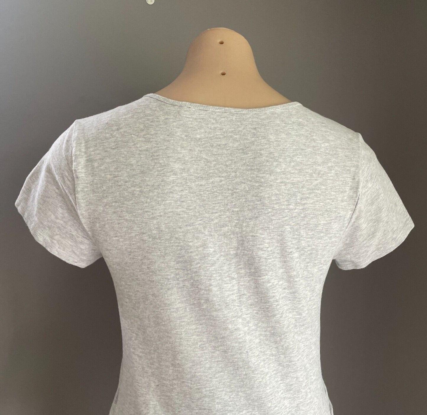 TARGET MATERNITY Dress Grey Marl Short Sleeve Side Ruched Stretch Midi Sz 10 NEW