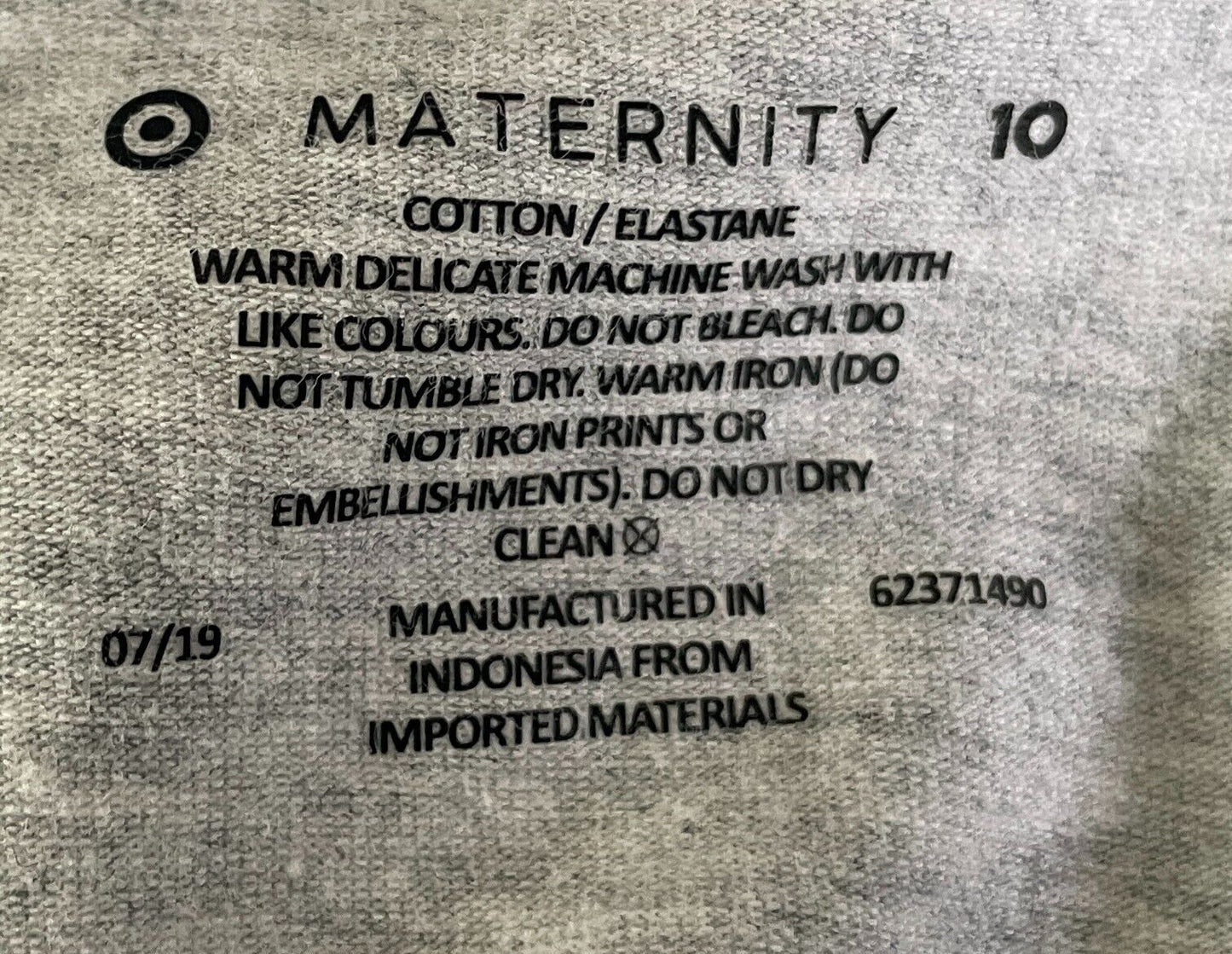 TARGET MATERNITY Dress Grey Marl Short Sleeve Side Ruched Stretch Midi Sz 10 NEW