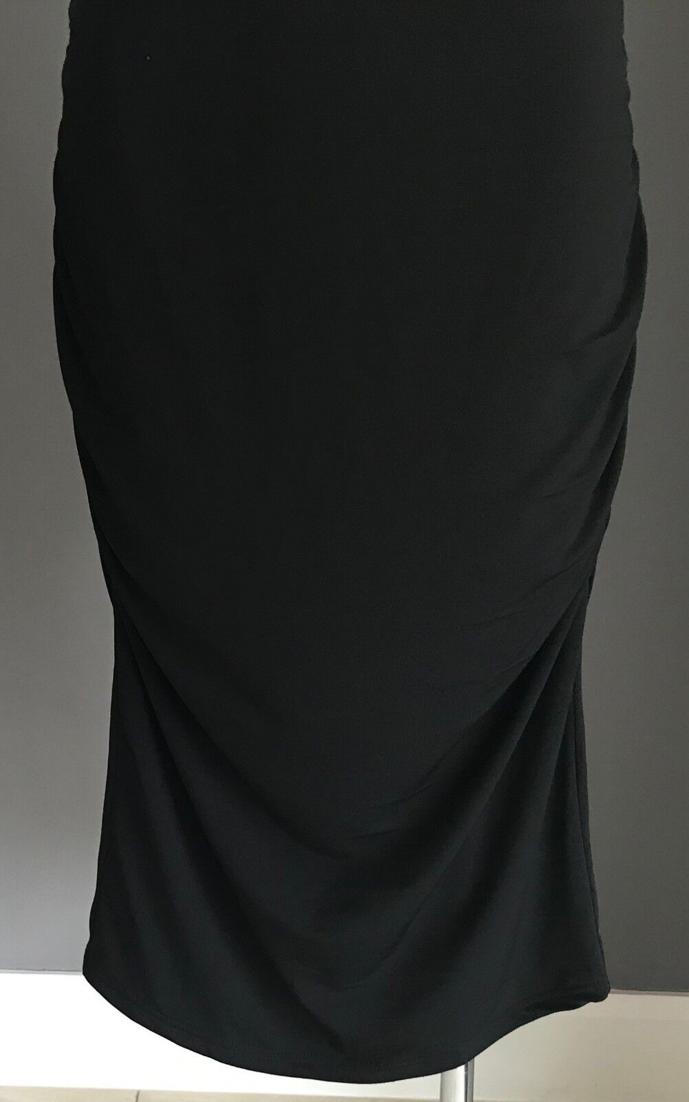 ANGEL MATERNITY Dress Bodycon Black Side Ruched Stretch Ladies Size XS 10