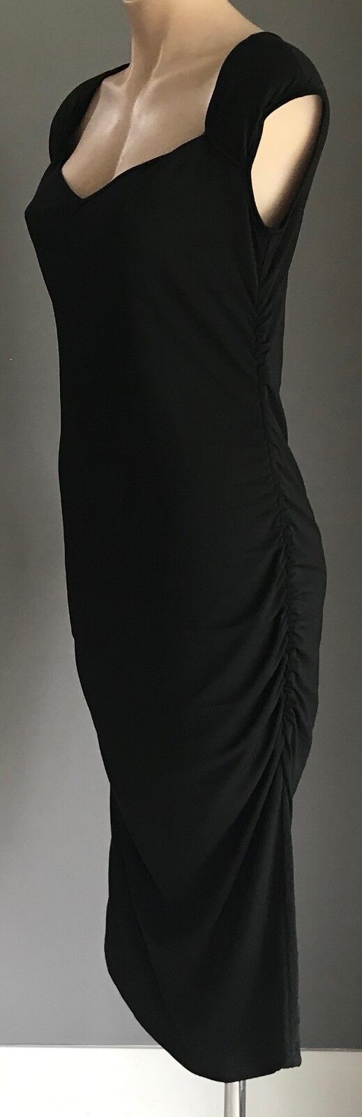 ANGEL MATERNITY Dress Bodycon Black Side Ruched Stretch Ladies Size XS 10