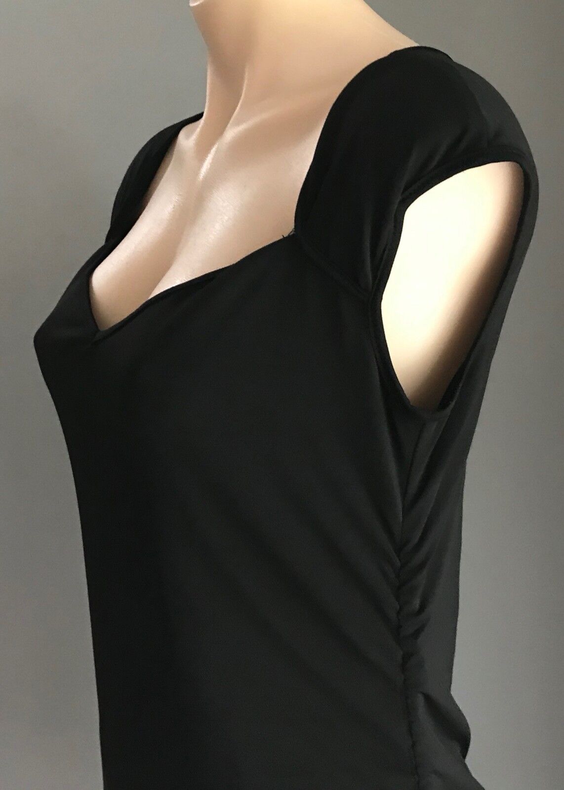 ANGEL MATERNITY Dress Bodycon Black Side Ruched Stretch Ladies Size XS 10