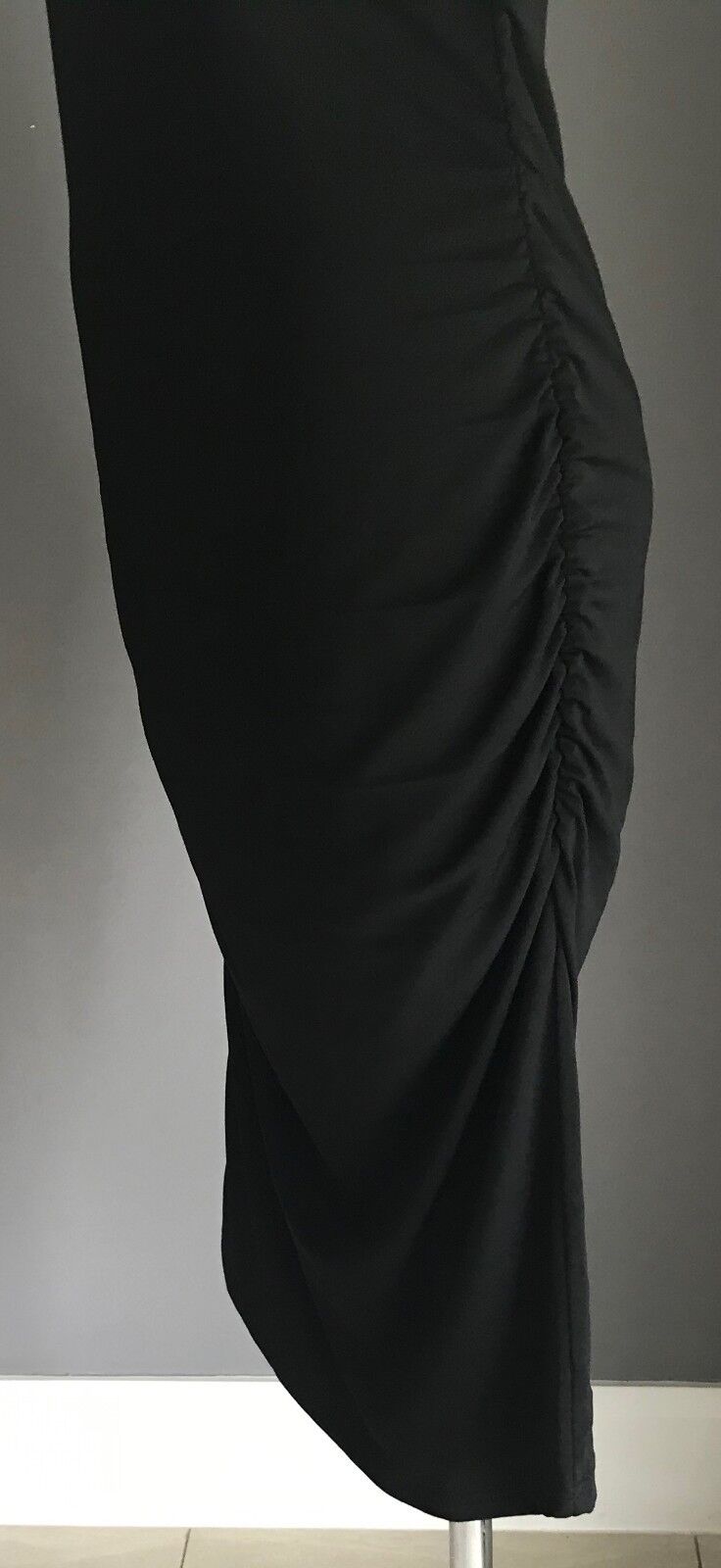 ANGEL MATERNITY Dress Bodycon Black Side Ruched Stretch Ladies Size XS 10