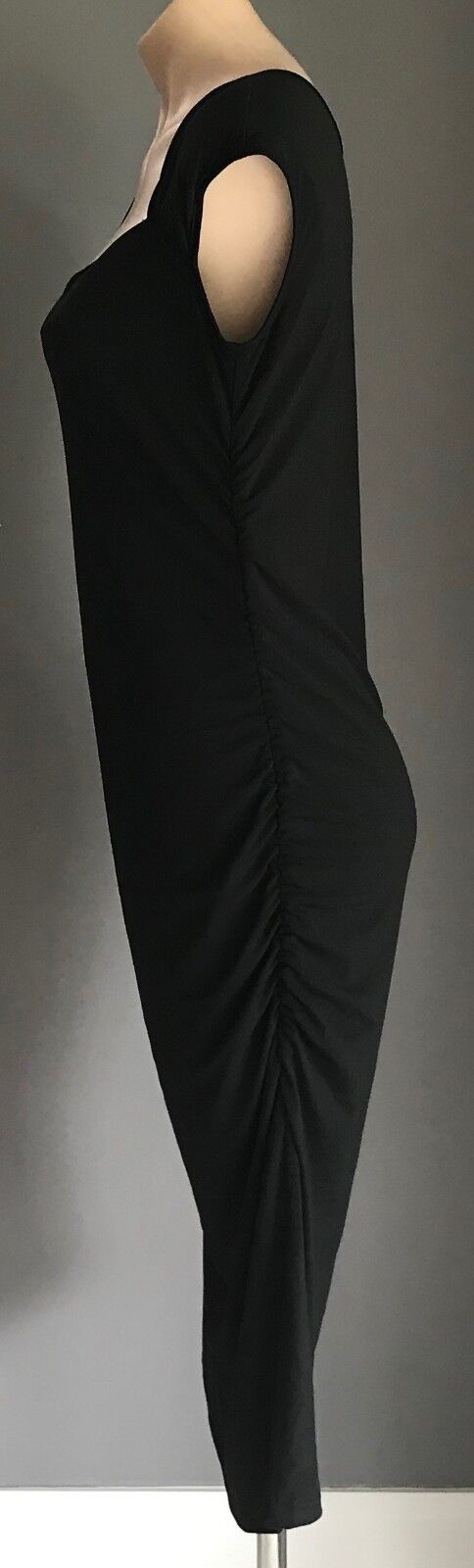 ANGEL MATERNITY Dress Bodycon Black Side Ruched Stretch Ladies Size XS 10