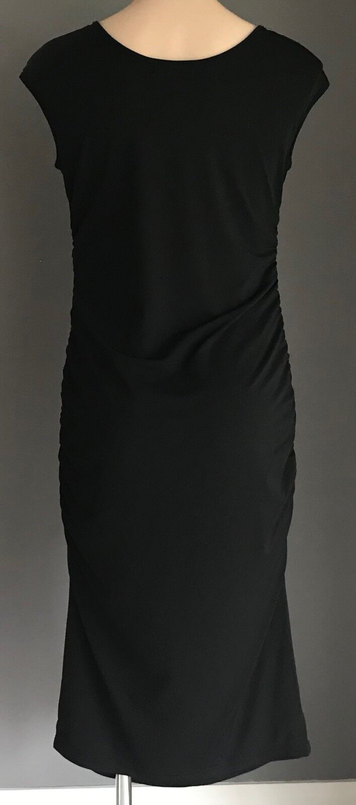 ANGEL MATERNITY Dress Bodycon Black Side Ruched Stretch Ladies Size XS 10