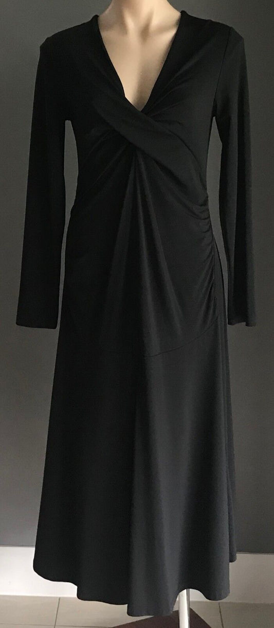 Maternity BELLY BASICS Dress Black Side Ruched L/Sleeve Stretch A-Line Sz S 10