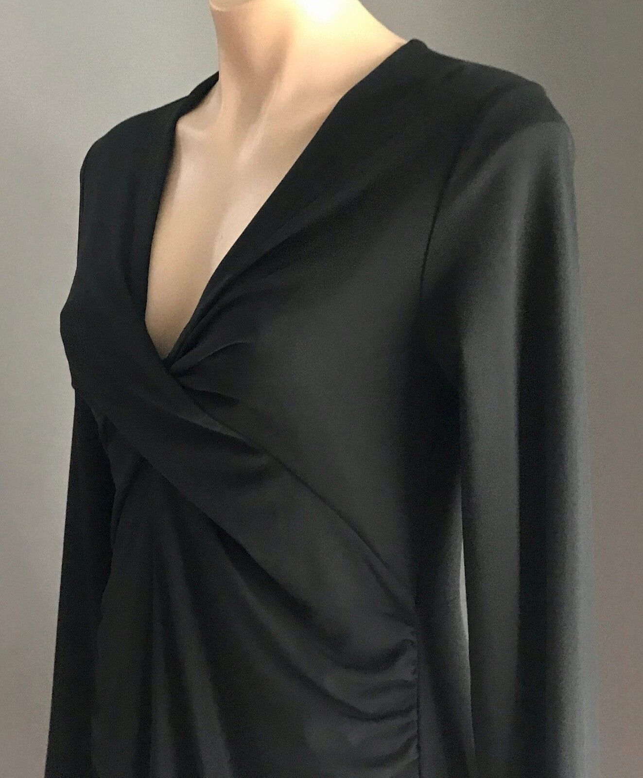 Maternity BELLY BASICS Dress Black Side Ruched L/Sleeve Stretch A-Line Sz S 10