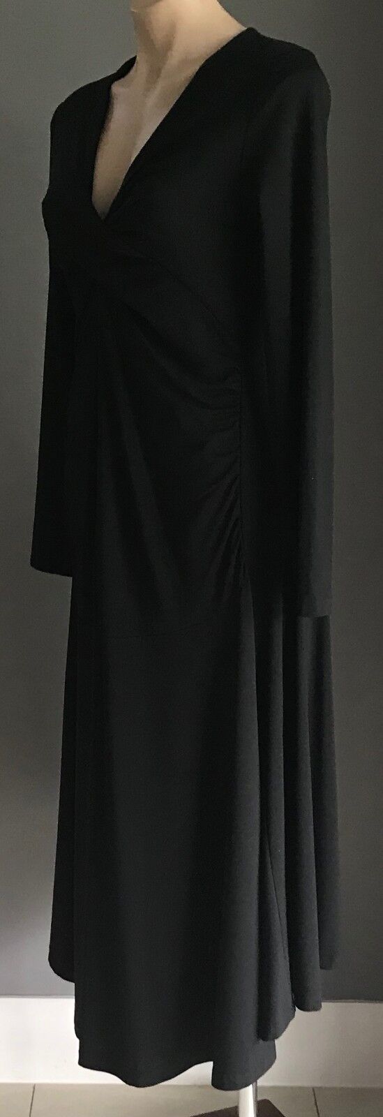 Maternity BELLY BASICS Dress Black Side Ruched L/Sleeve Stretch A-Line Sz S 10