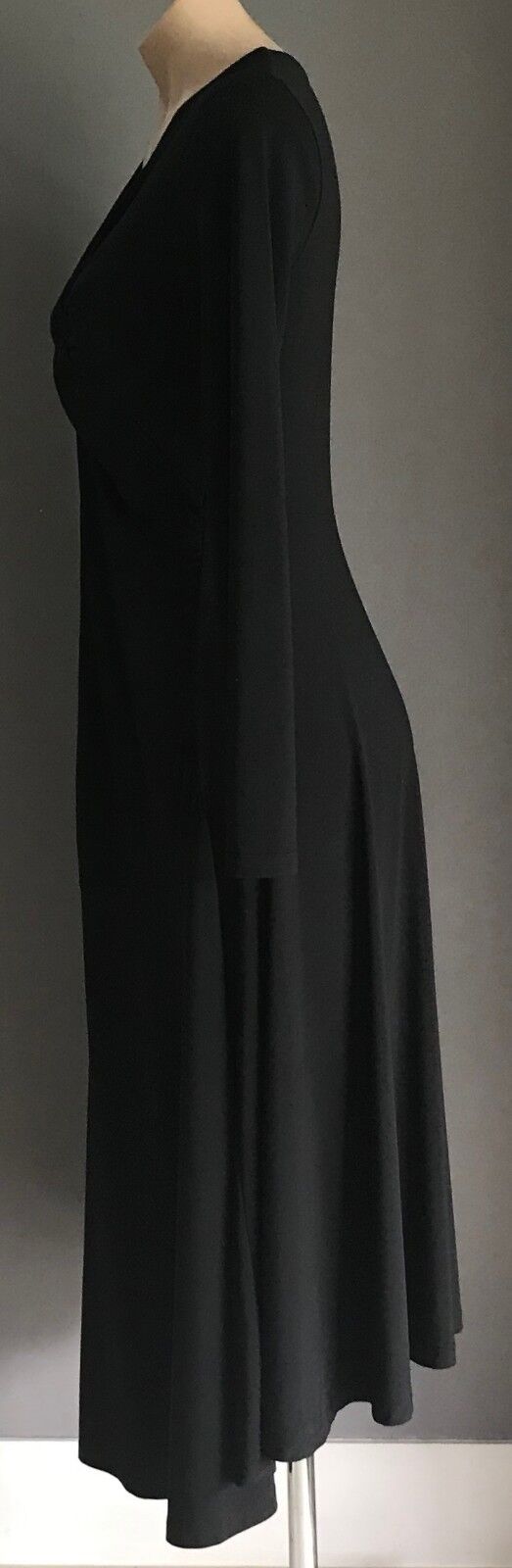 Maternity BELLY BASICS Dress Black Side Ruched L/Sleeve Stretch A-Line Sz S 10