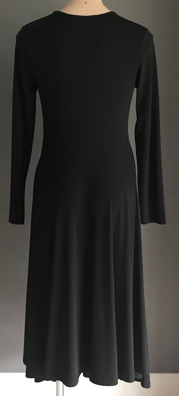 Maternity BELLY BASICS Dress Black Side Ruched L/Sleeve Stretch A-Line Sz S 10