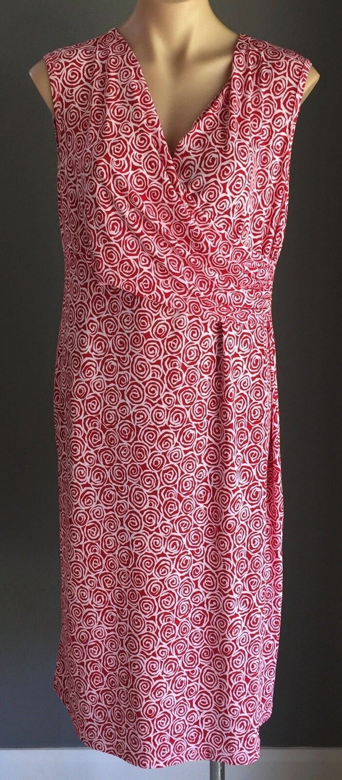 Maternity FRAGILE Faux Wrap Dress Red & White Stretchy Feeding Ladies Size XL 14