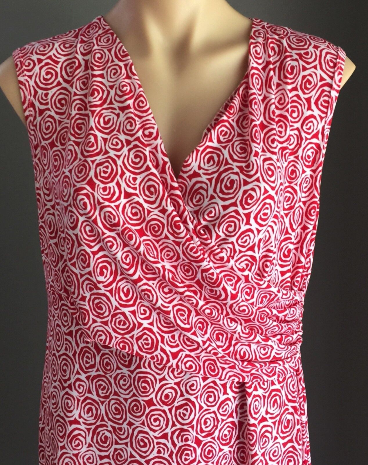 Maternity FRAGILE Faux Wrap Dress Red & White Stretchy Feeding Ladies Size XL 14