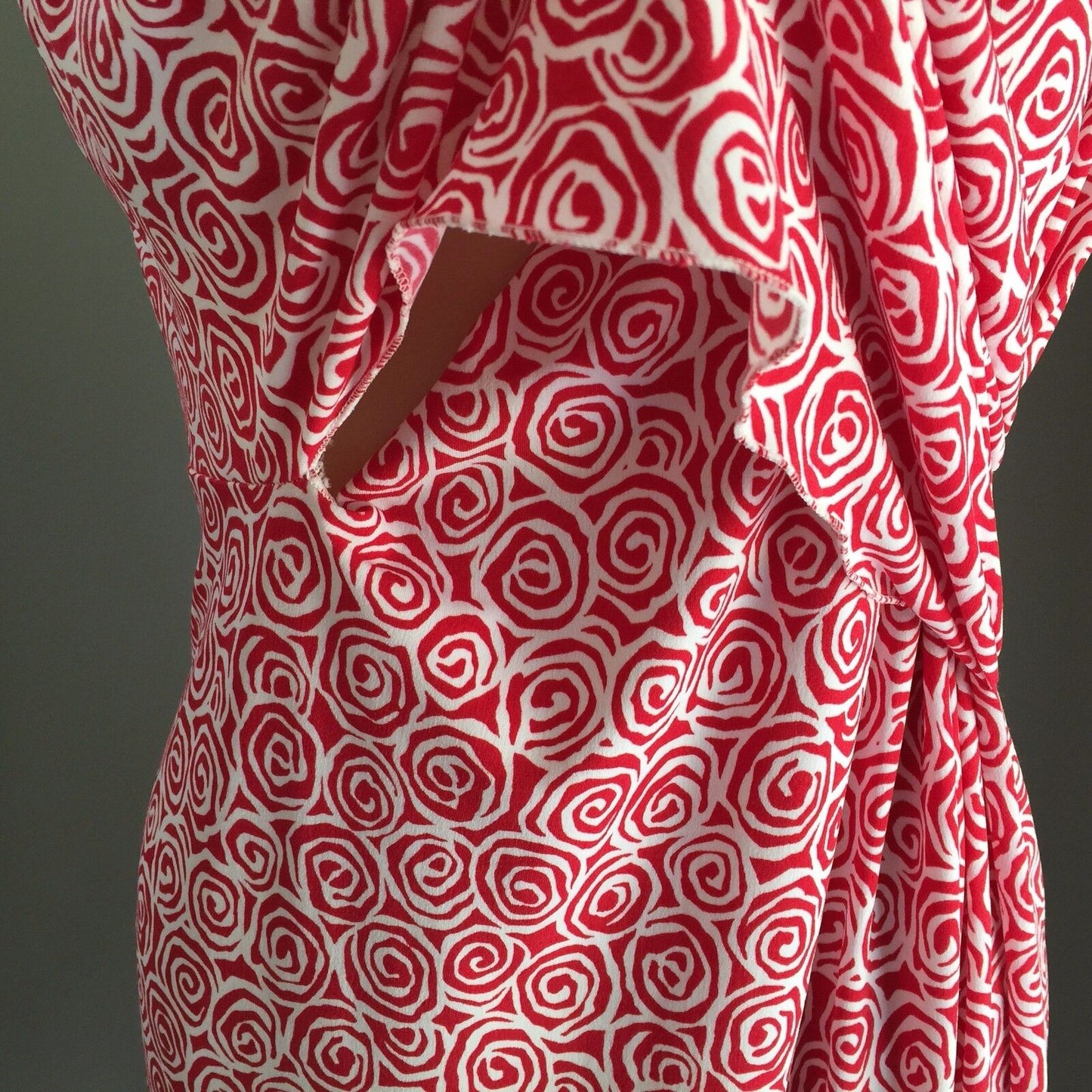 Maternity FRAGILE Faux Wrap Dress Red & White Stretchy Feeding Ladies Size XL 14