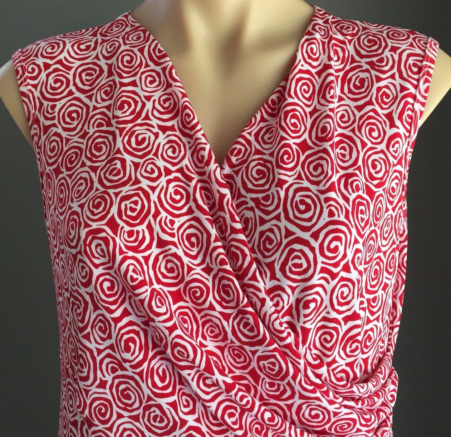Maternity FRAGILE Faux Wrap Dress Red & White Stretchy Feeding Ladies Size XL 14