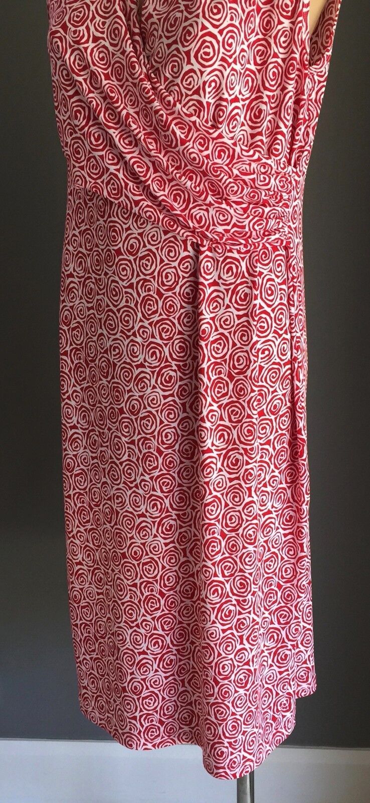 Maternity FRAGILE Faux Wrap Dress Red & White Stretchy Feeding Ladies Size XL 14