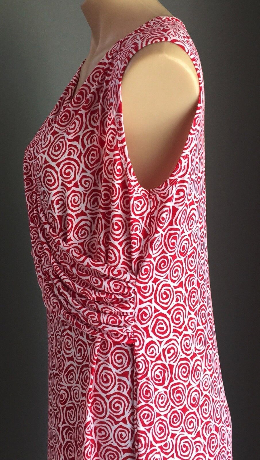 Maternity FRAGILE Faux Wrap Dress Red & White Stretchy Feeding Ladies Size XL 14