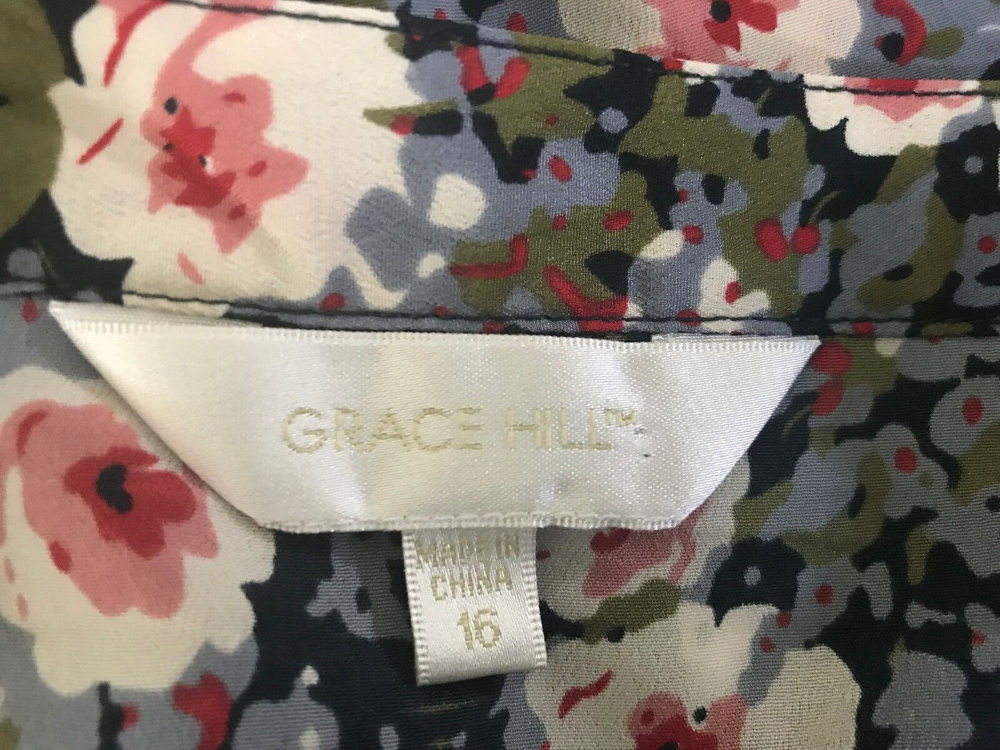 GRACE HILL Smock Top MultiColoured Floral Print 3/4 Sleeve Blouse Plus Size 16