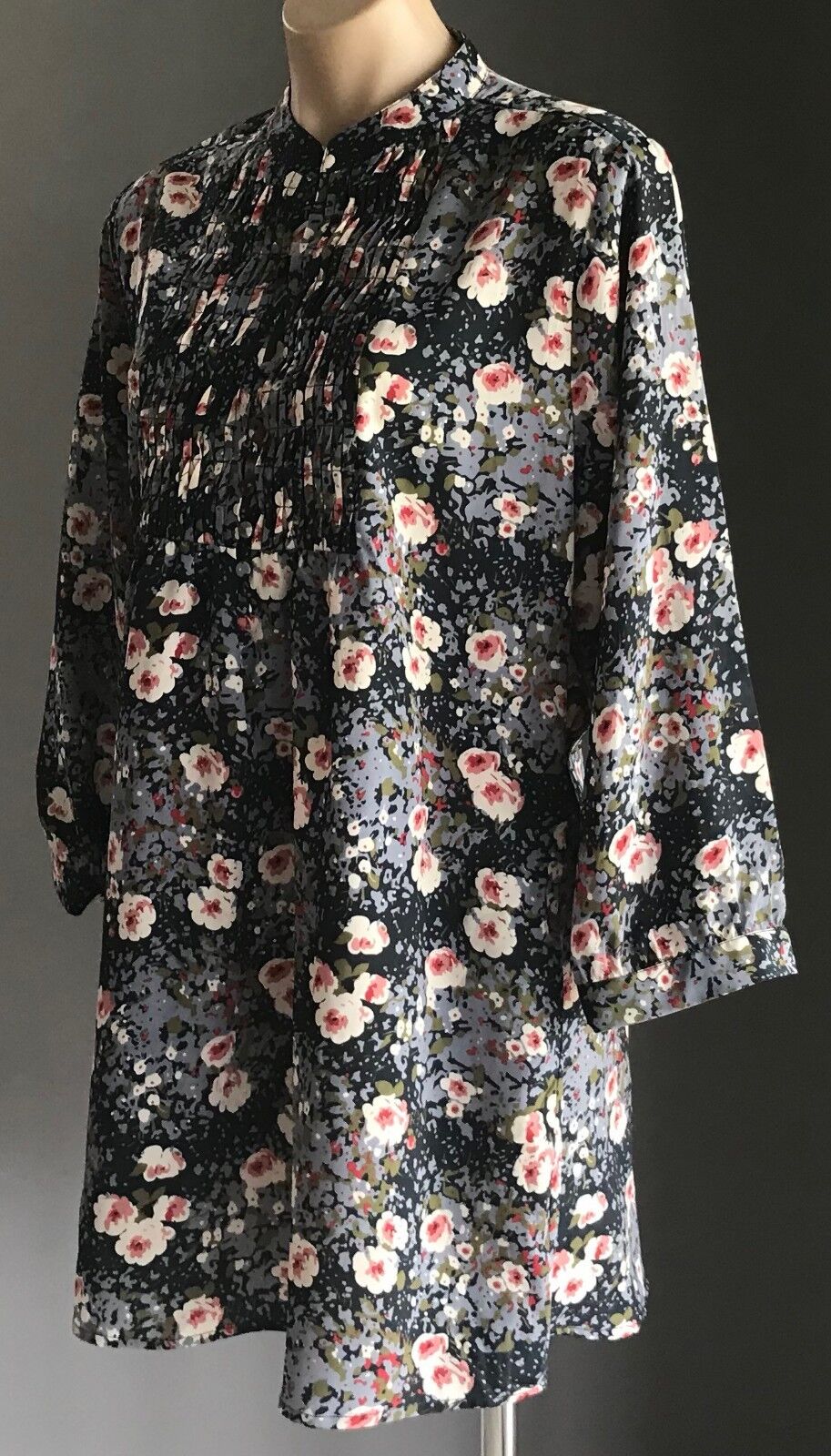 GRACE HILL Smock Top MultiColoured Floral Print 3/4 Sleeve Blouse Plus Size 16