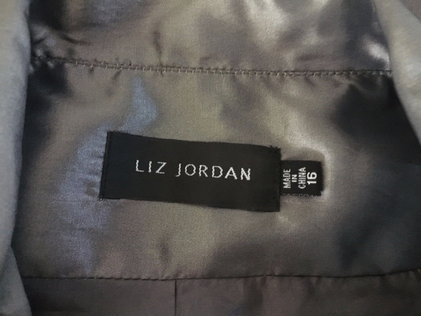 LIZ JORDAN Jacket 3/4 Sleeve Silver Grey Silk Taffeta Ladies Size 16 NEW Retro