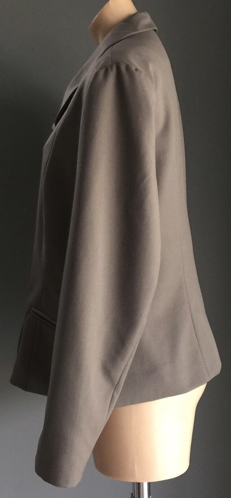 JUMP ITEMS Jacket Taupe Tailored Button Up Wool Blend Blazer Size 16 1950s Look