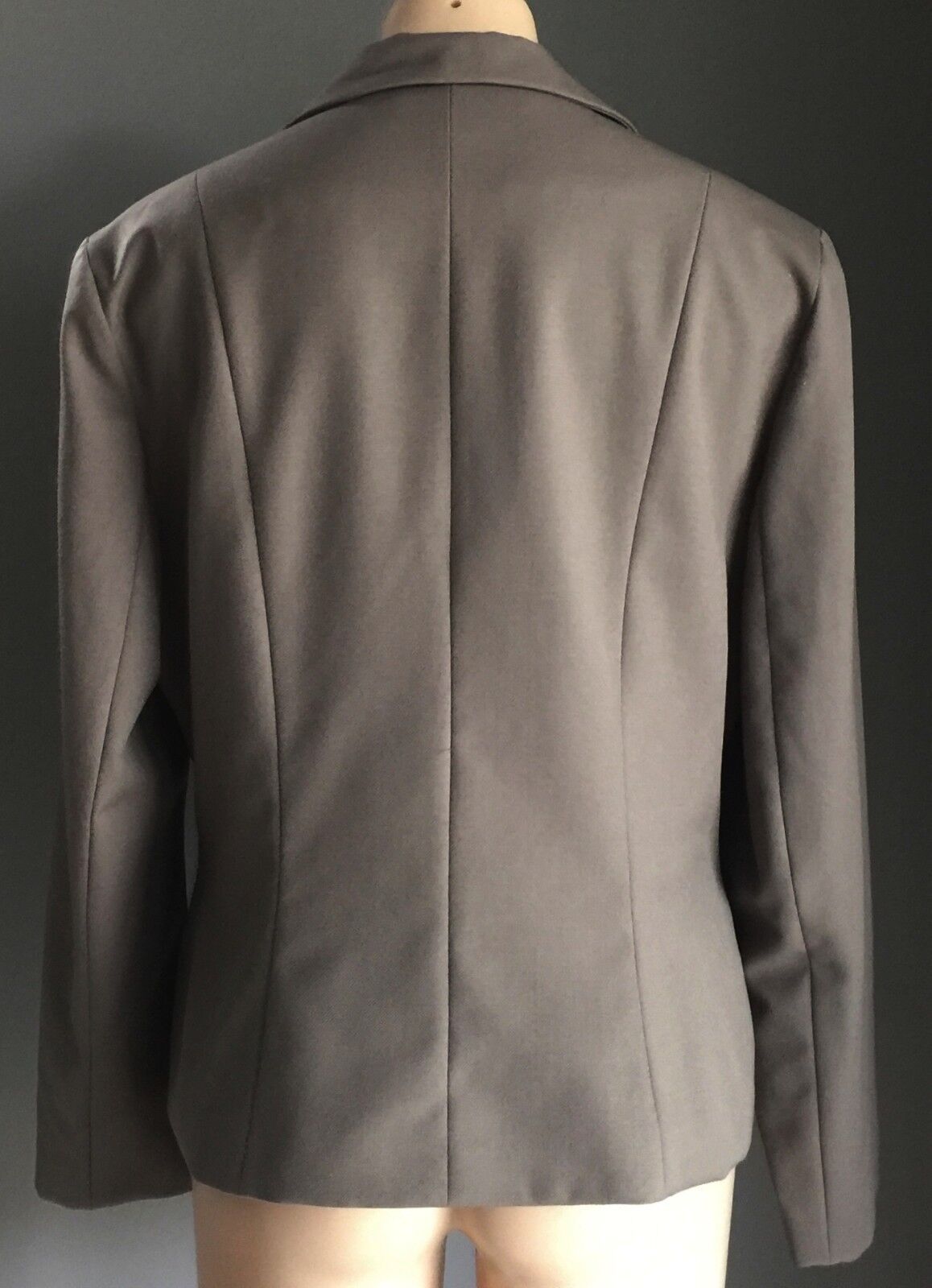 JUMP ITEMS Jacket Taupe Tailored Button Up Wool Blend Blazer Size 16 1950s Look