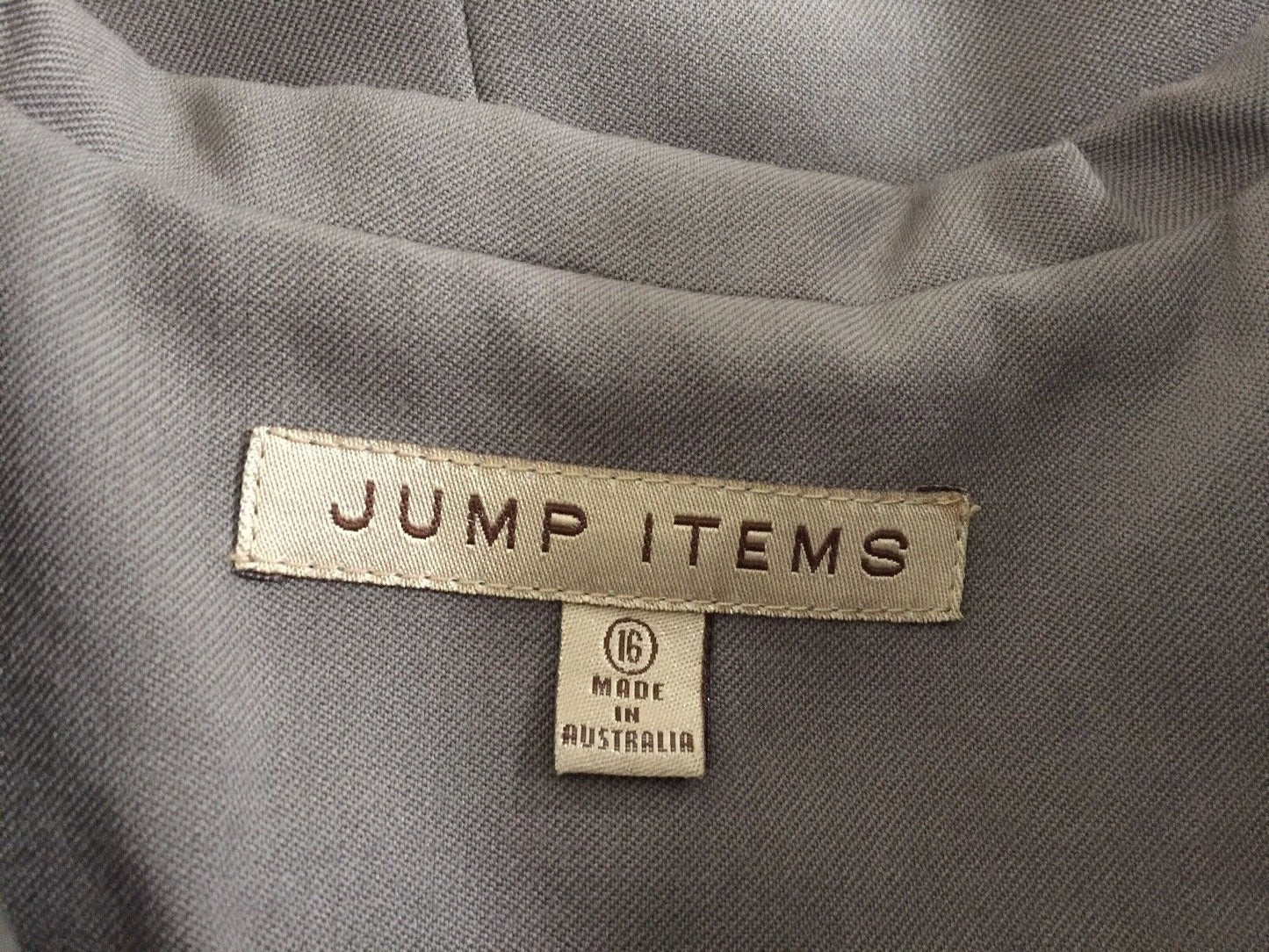 JUMP ITEMS Jacket Taupe Tailored Button Up Wool Blend Blazer Size 16 1950s Look