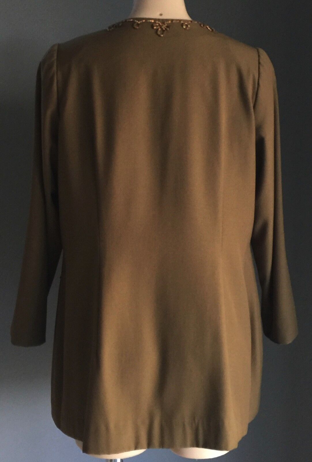 Jacket Hand Made Khaki Single Breasted Long Sleeve Blazer Ladies Size 16