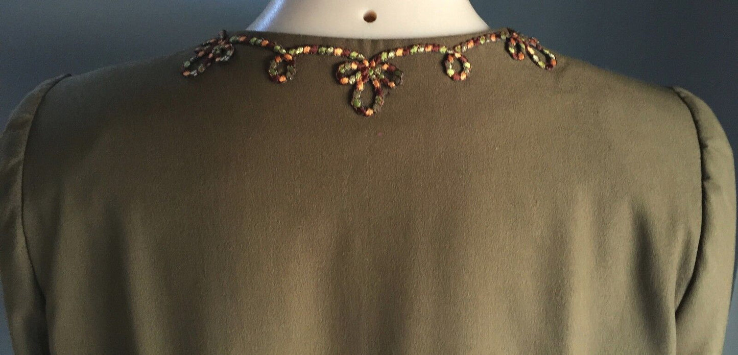 Jacket Hand Made Khaki Single Breasted Long Sleeve Blazer Ladies Size 16