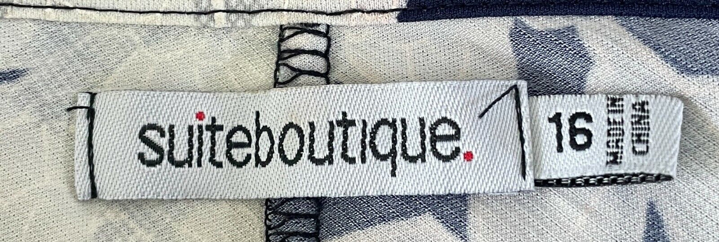 SUITE BOUTIQUE Top Navy & White Floral Print Sleeveless Size 16  *Day 2 Night