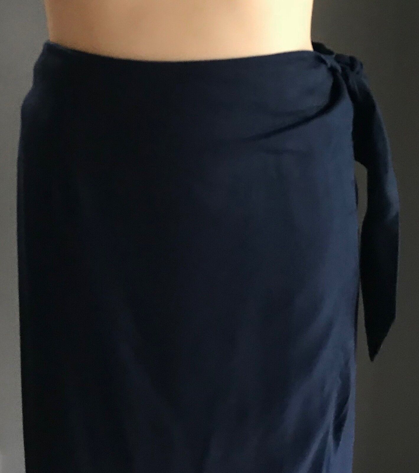JAKK by JILL FITZSIMON Wrap Skirt Navy Blue Linen Look Sarong Size 16 Vintage