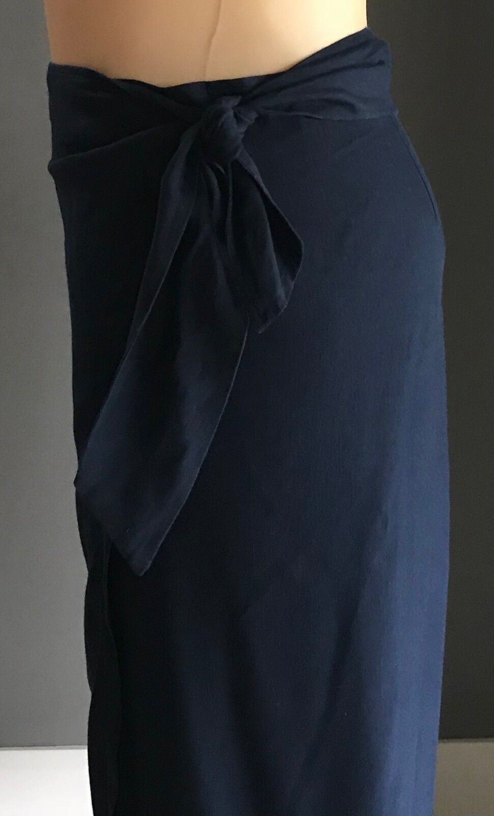 JAKK by JILL FITZSIMON Wrap Skirt Navy Blue Linen Look Sarong Size 16 Vintage