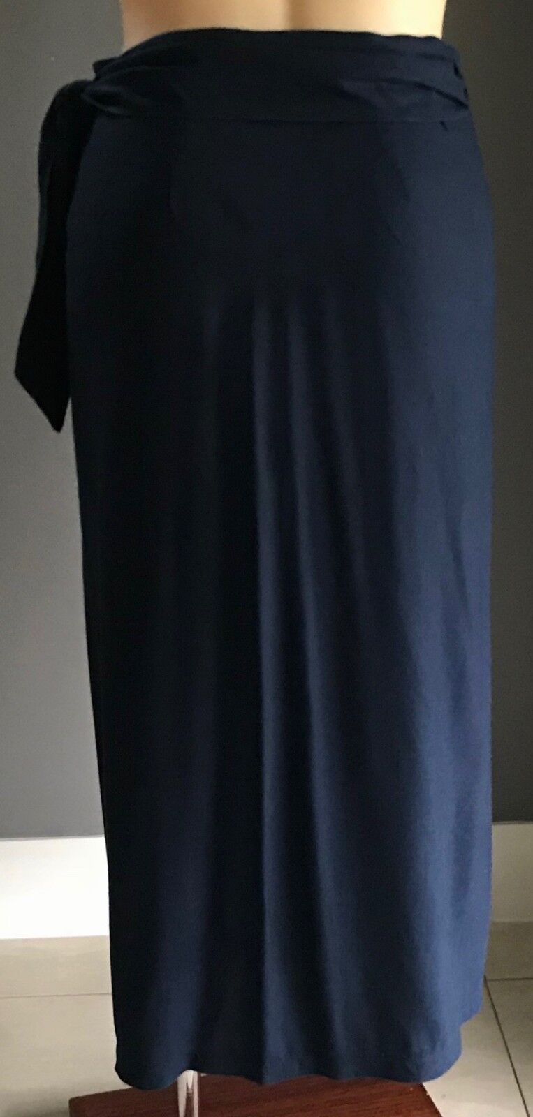 JAKK by JILL FITZSIMON Wrap Skirt Navy Blue Linen Look Sarong Size 16 Vintage
