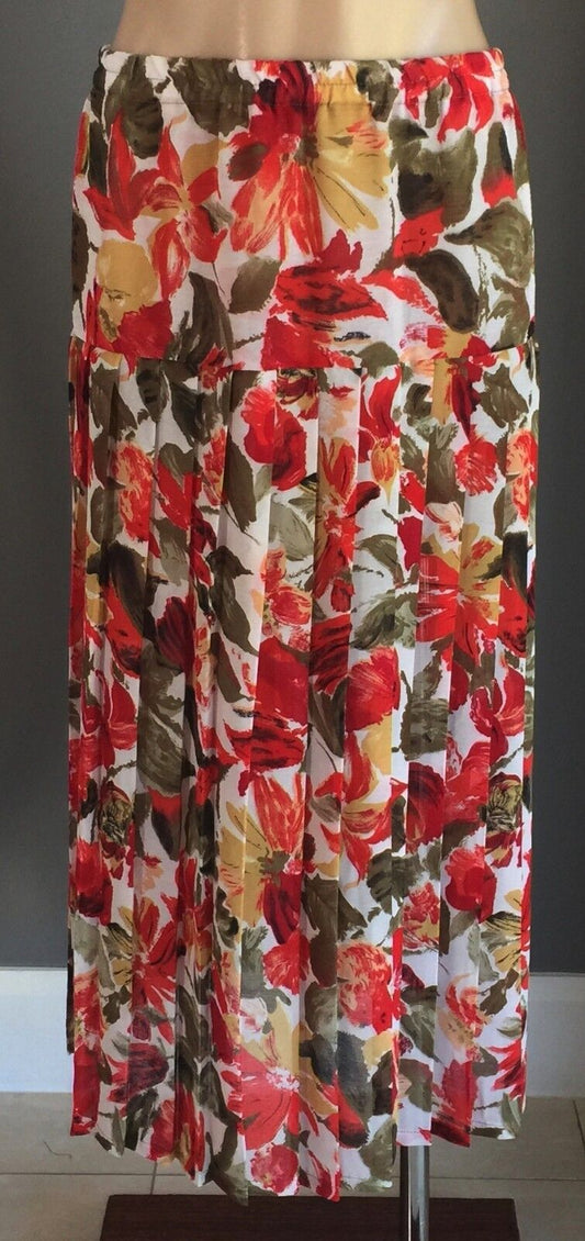 Vintage Skirt Pleat Bright MultiColoured Elastic Waist Ladies Size 16 Boho