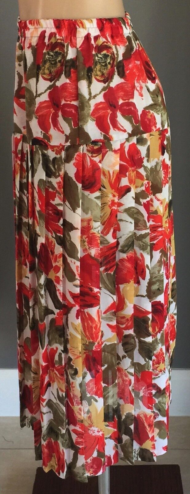 Vintage Skirt Pleat Bright MultiColoured Elastic Waist Ladies Size 16 Boho