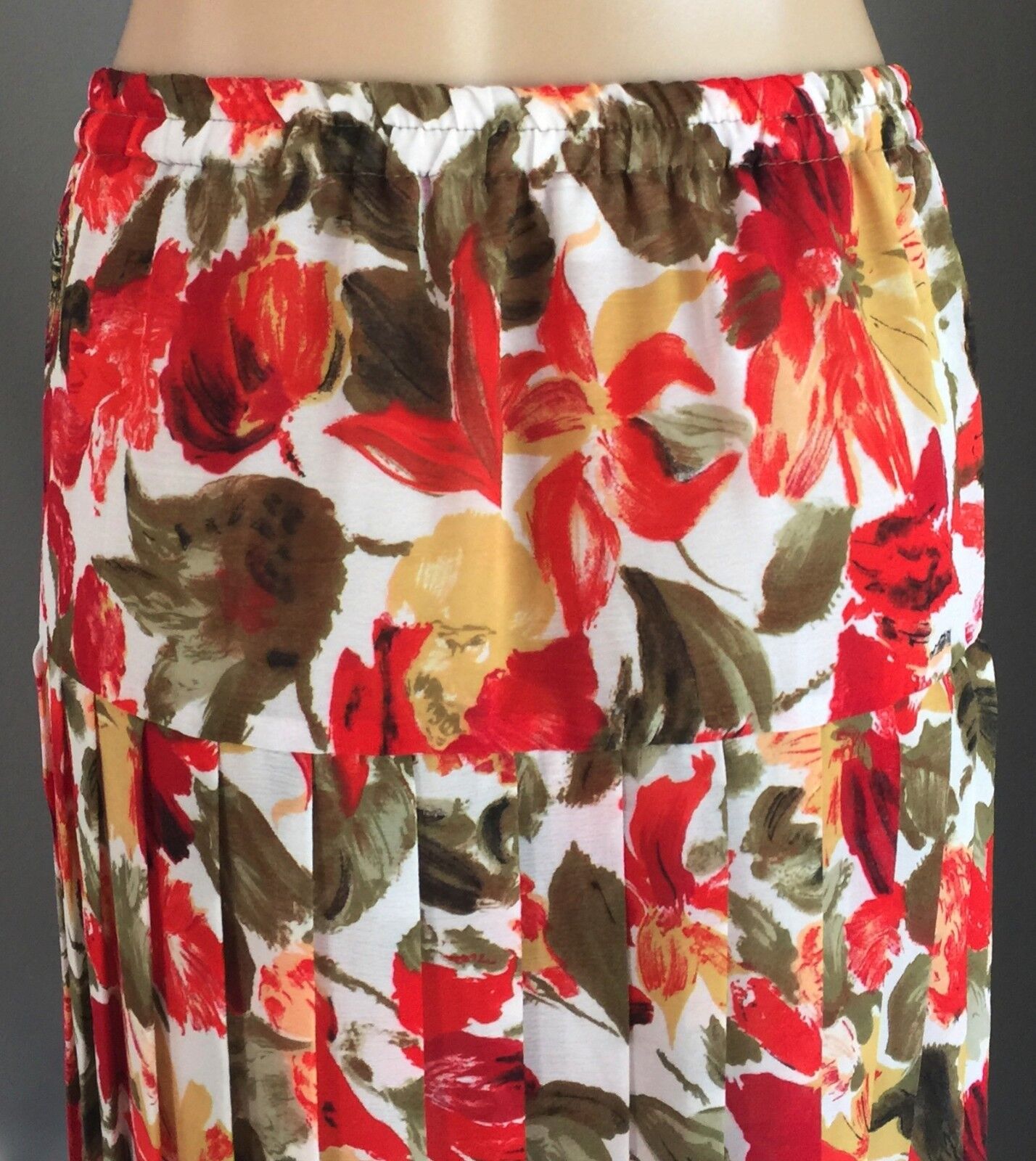 Vintage Skirt Pleat Bright MultiColoured Elastic Waist Ladies Size 16 Boho