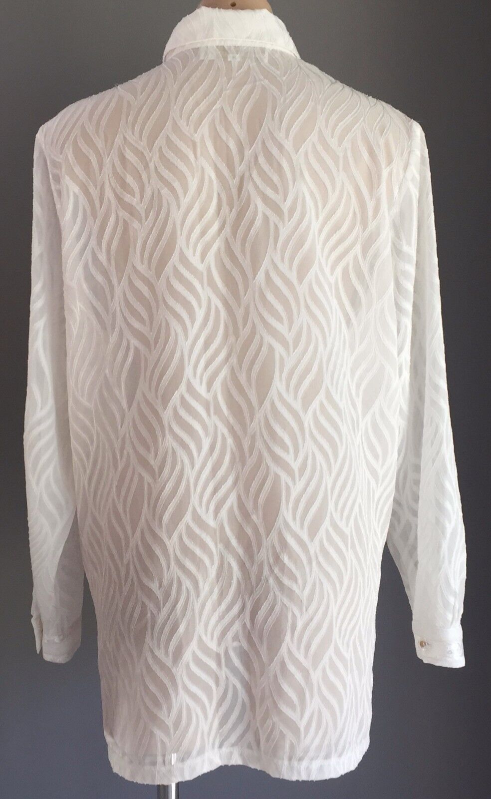 PRIVATE COLLECTION Blouse White Gold Thread Ribbon Lace Romantic Shirt Top Sz 12