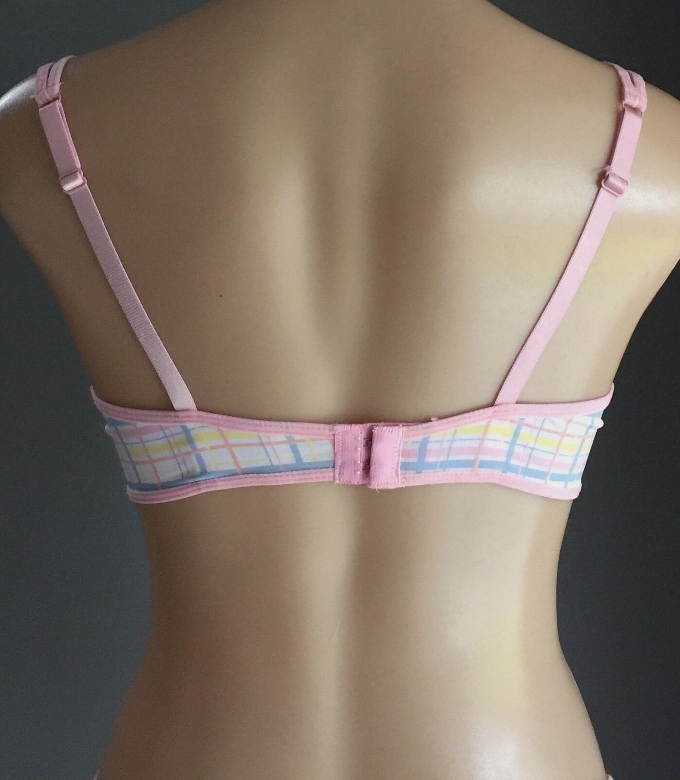 VS INTIMATES Matching Bra & G-String Set 14D Size 14 Pastel Check Print NEW