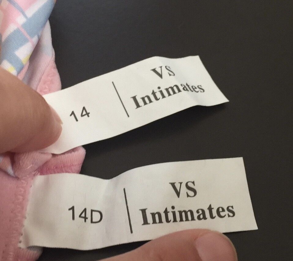 VS INTIMATES Matching Bra & G-String Set 14D Size 14 Pastel Check Print NEW