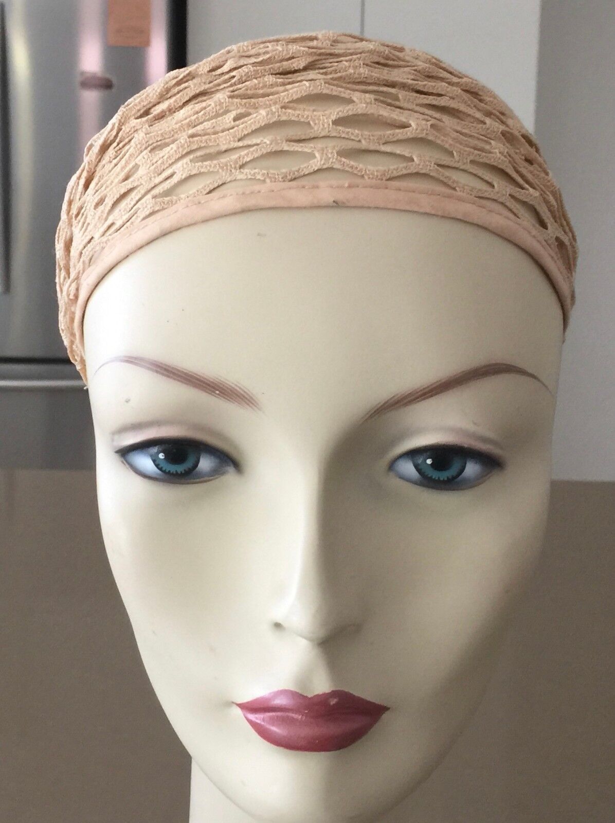 HEADBAND Beige Net Elastic Stretch Fit 60cm Head (1) Hair Band Retro Gem NEW